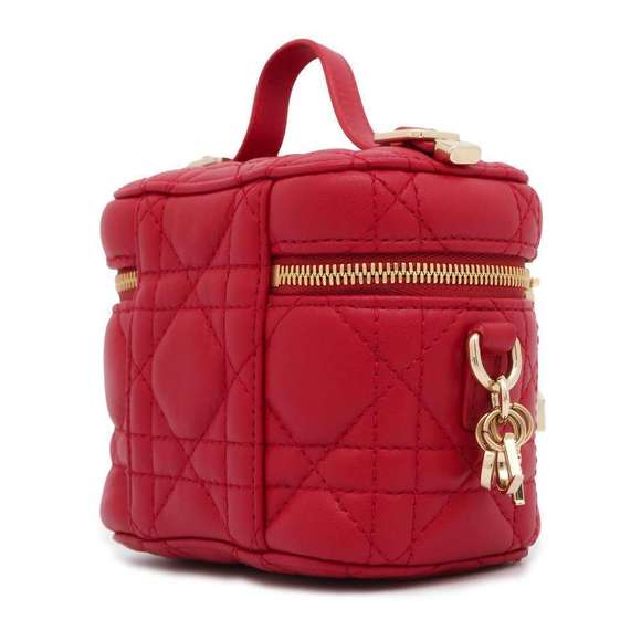Dior Pochette Vanity Red Shoulder Cannage Bag Christian - Picture 1 of 12
